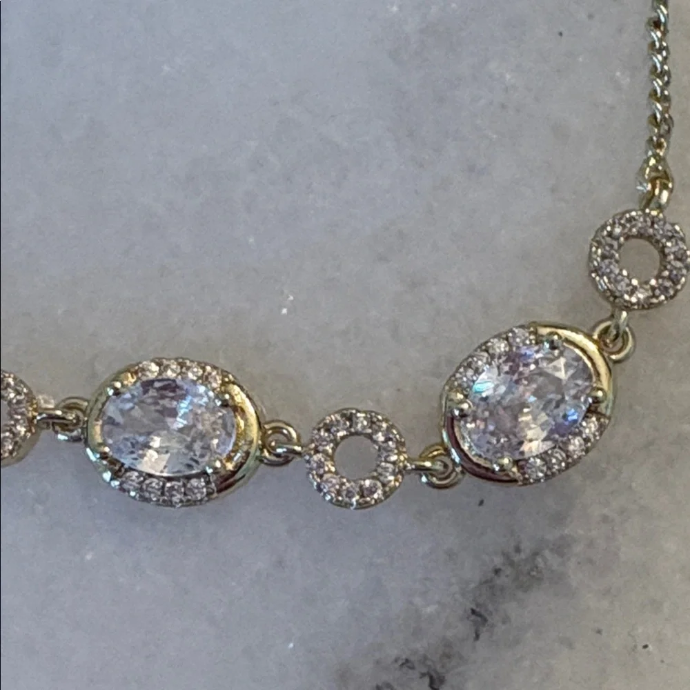 New Bracelet 14k gold plated with Crystal Stones Adjustable Size #G7